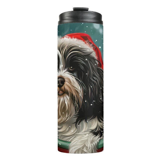 Tibetan Terrier Dog Christmas Festive  Thermal Tumbler (Front)