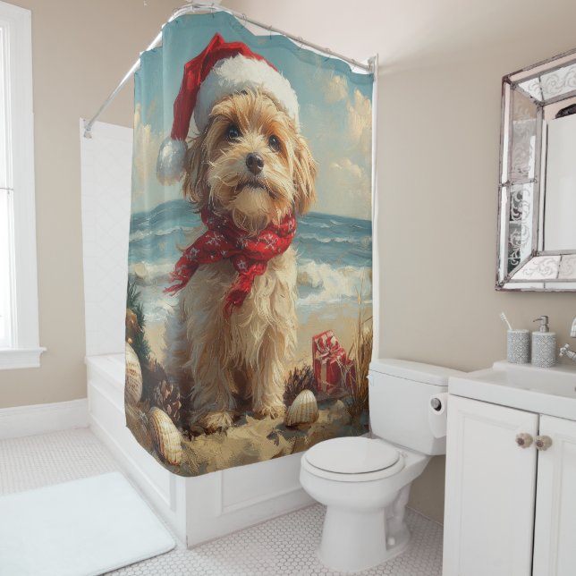Tibetan Terrier Dog Christmas Vintage Beach (In Situ)