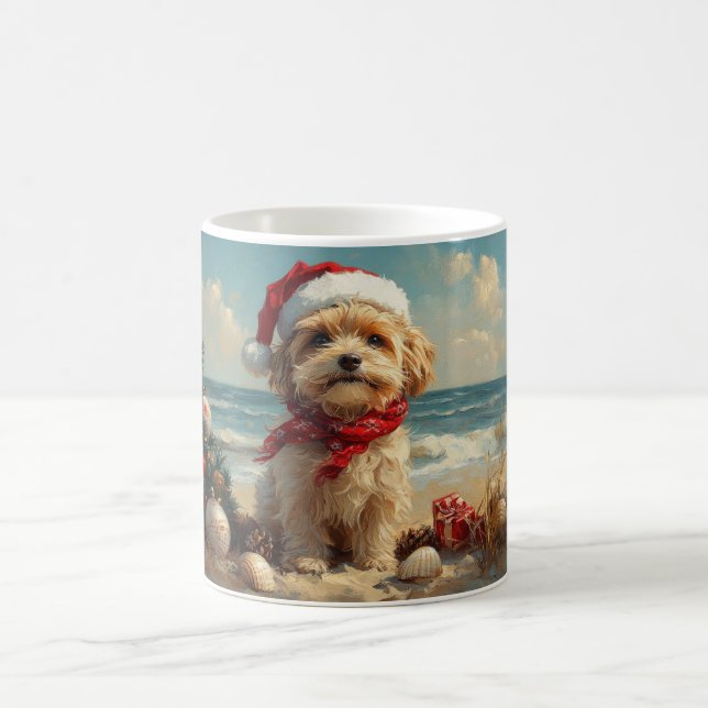 Tibetan Terrier Dog Christmas Vintage Beach Coffee Mug (Center)