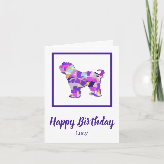 Tibetan Terrier Dog Cute Silhouette Purple PY&B Card (Front)