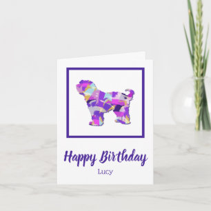 Tibetan Terrier Dog Cute Silhouette Purple PY&B Card