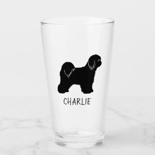 Tibetan Terrier Dog Silhouette Tibbie Personalized Glass