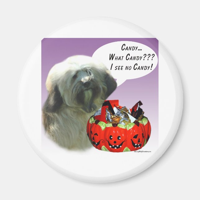 Tibetan Terrier Halloween Candy Magnet (Front)