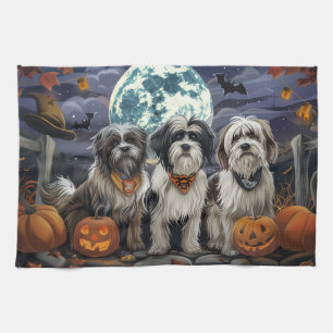 Tibetan Terrier Halloween Spooky Kitchen Towel