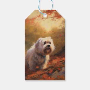 Tibetan Terrier in Autumn Leaves Fall Inspire Gift Tags