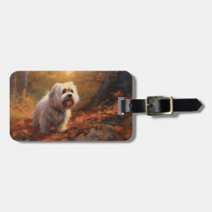 Tibetan Terrier in Autumn Leaves Fall Inspire  Luggage Tag