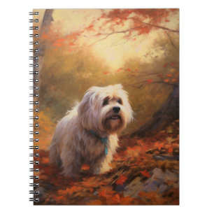 Tibetan Terrier in Autumn Leaves Fall Inspire Notebook