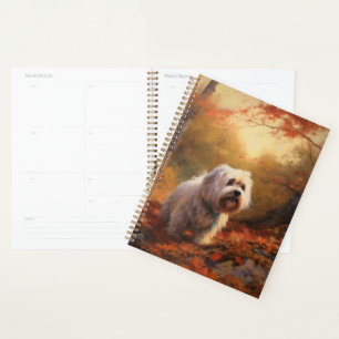 Tibetan Terrier in Autumn Leaves Fall Inspire Planner