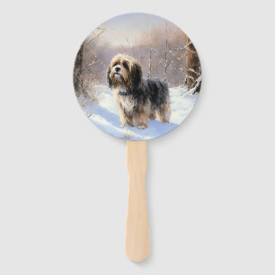 Tibetan Terrier Let It Snow Christmas  Hand Fan