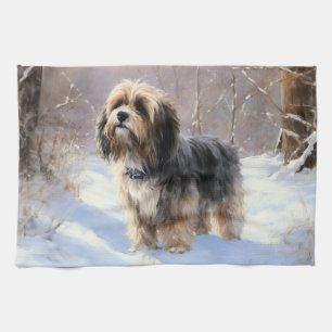 Tibetan Terrier Let It Snow Christmas  Kitchen Towel