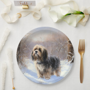 Tibetan Terrier Let It Snow Christmas  Paper Plate