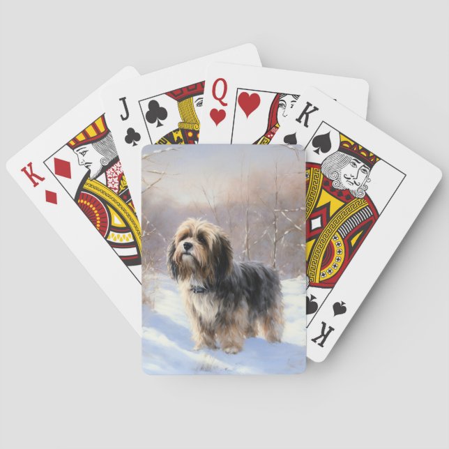 Tibetan Terrier Let It Snow Christmas  Playing Cards (Back)