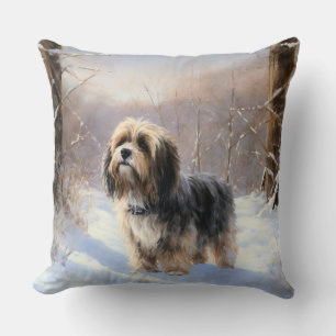 Tibetan Terrier Let It Snow Christmas  Throw Pillow