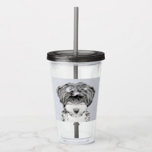 Tibetan Terrier Painting - Cute Original Dog Art Acrylic Tumbler