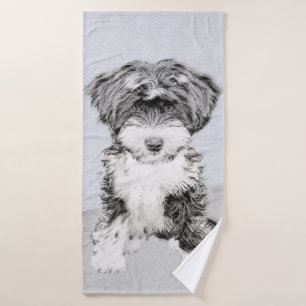 Tibetan Terrier Painting - Cute Original Dog Art Bath Towel Set