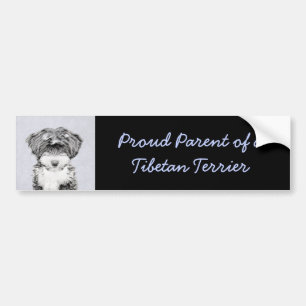 Tibetan Terrier Painting - Cute Original Dog Art Bumper Sticker
