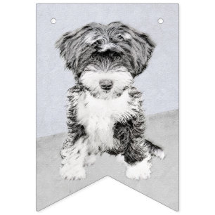 Tibetan Terrier Painting - Cute Original Dog Art Bunting Flags