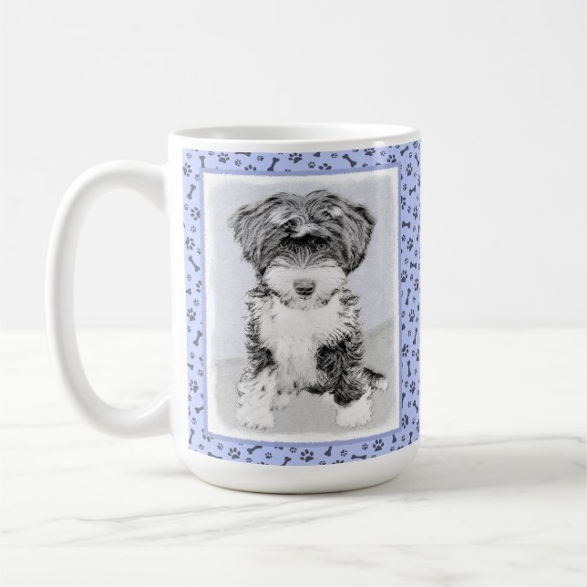 Tibetan Terrier Painting - Cute Original Dog Art Coffee Mug (Left)