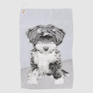 Tibetan Terrier Painting - Cute Original Dog Art Golf Towel