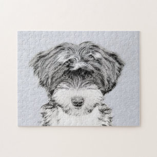 Tibetan Terrier Painting - Cute Original Dog Art Jigsaw Puzzle