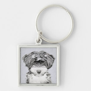 Tibetan Terrier Painting - Cute Original Dog Art Keychain