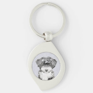 Tibetan Terrier Painting - Cute Original Dog Art Keychain