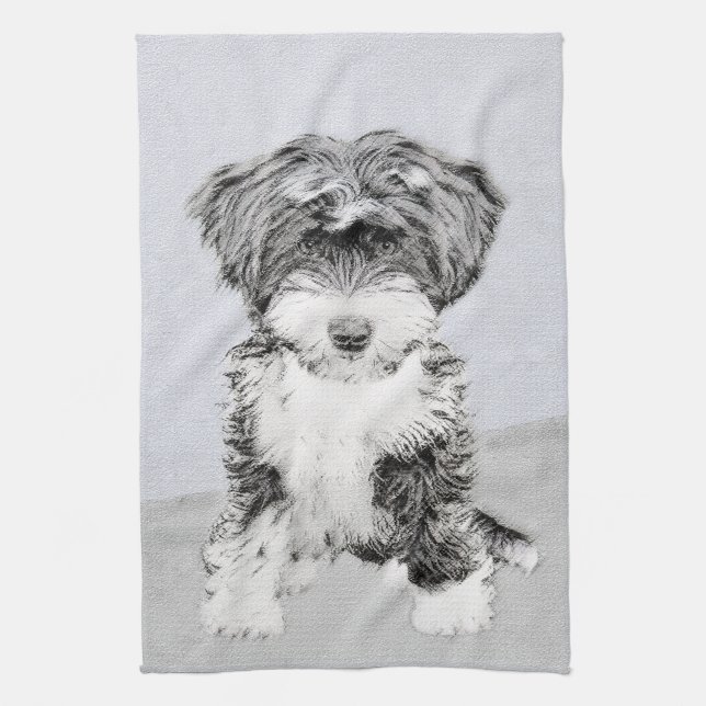 Tibetan Terrier Painting - Cute Original Dog Art Kitchen Towel (Vertical)