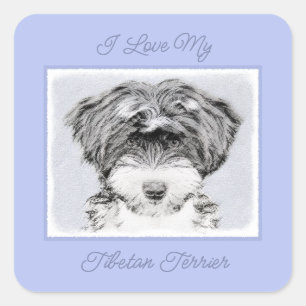 Tibetan Terrier Painting - Cute Original Dog Art S Square Sticker