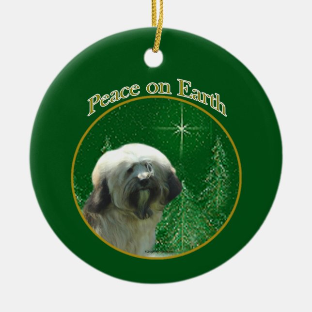 Tibetan Terrier Peace Ceramic Ornament (Front)