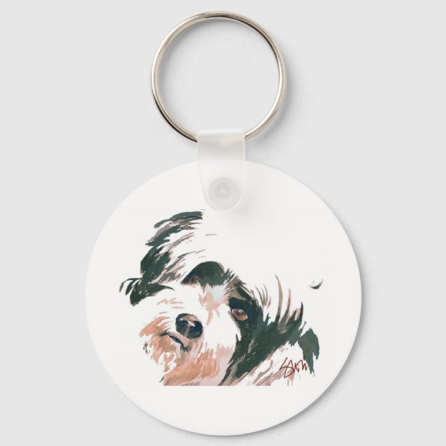 Tibetan Terrier portrait Keychain (Front)