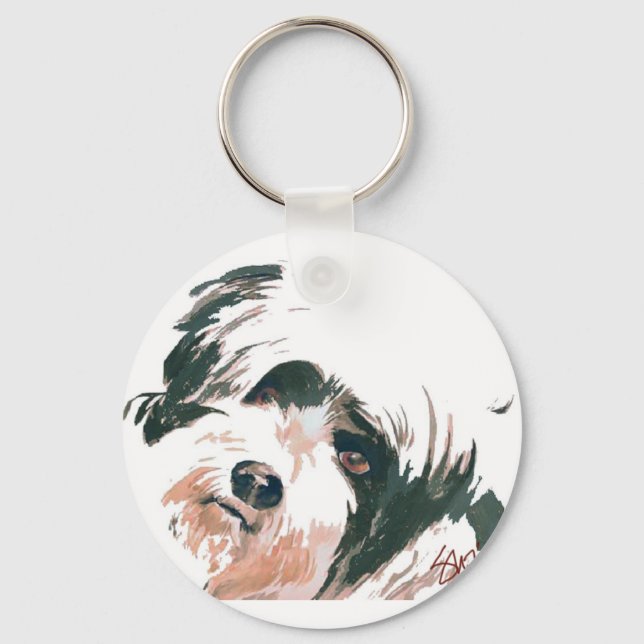 Tibetan Terrier portrait Keychain (Front)