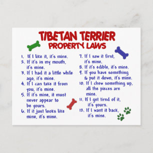 TIBETAN TERRIER Property Laws 2 Postcard