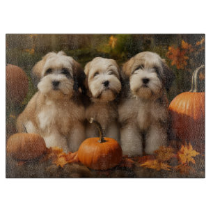 Tibetan Terrier Puppy Autumn Delight Pumpkin Cutting Board