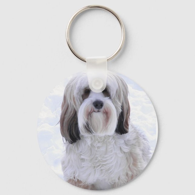 Tibetan Terrier Sable and White Keychain (Front)