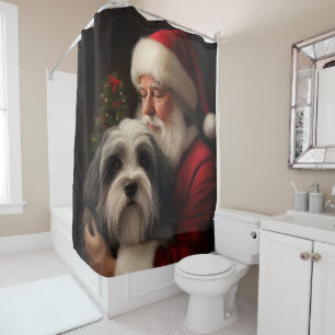 Tibetan Terrier Santa Claus Festive Christmas 