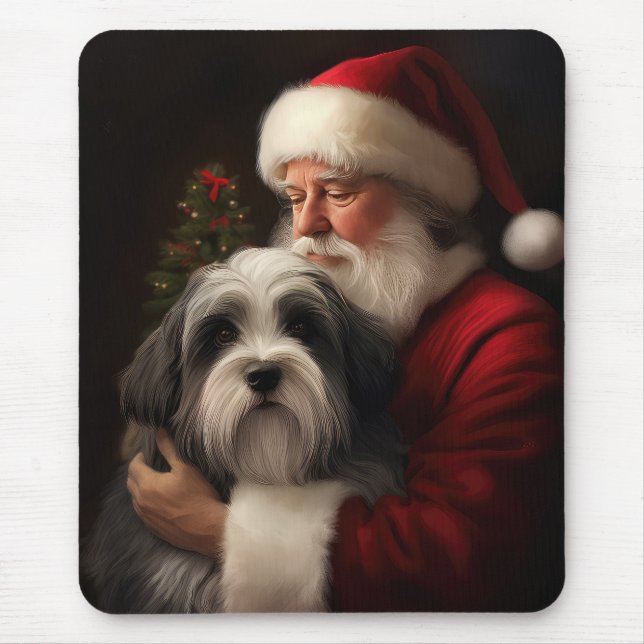 Tibetan Terrier Santa Claus Festive Christmas  Mouse Pad (Front)