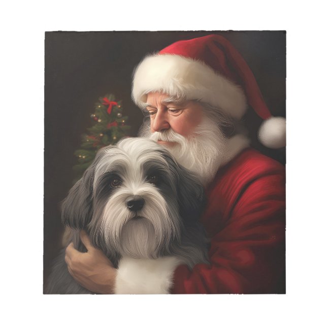 Tibetan Terrier Santa Claus Festive Christmas  Notepad (Front)