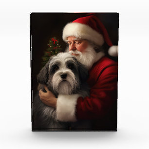 Tibetan Terrier Santa Claus Festive Christmas  Photo Block