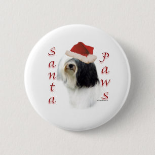 Tibetan Terrier Santa Paws 2 Inch Round Button