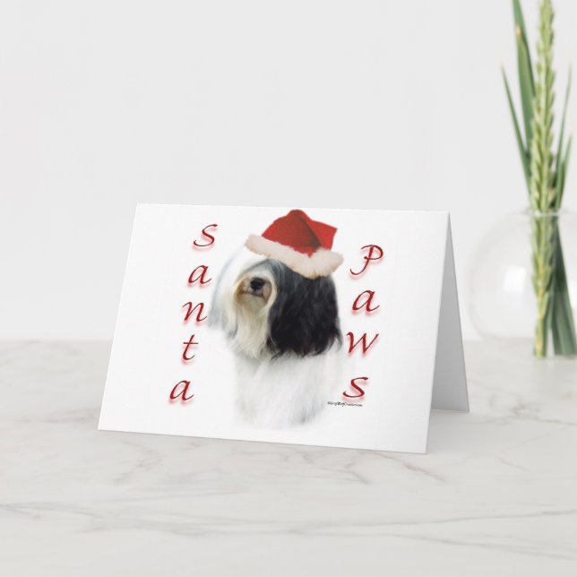 Tibetan Terrier Santa Paws Holiday Card (Front)
