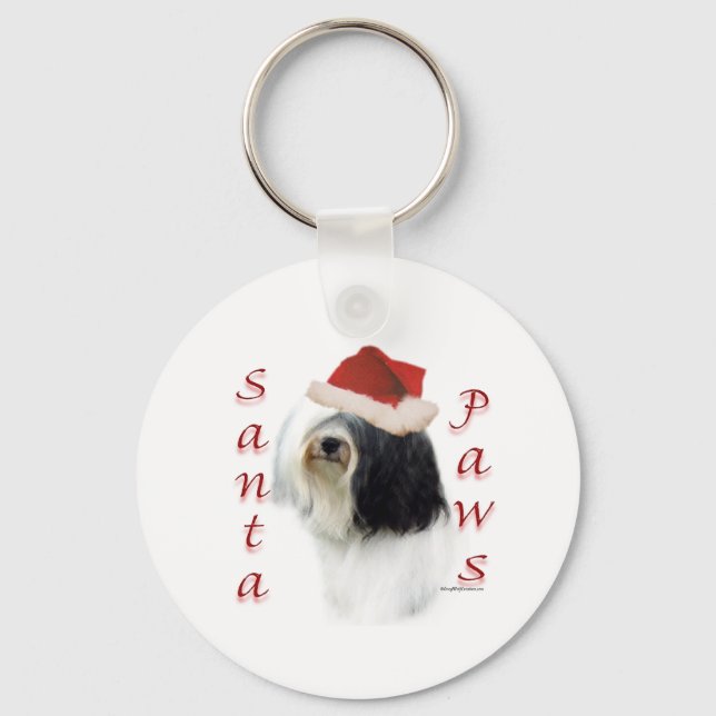 Tibetan Terrier Santa Paws Keychain (Front)