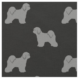Tibetan Terrier Silhouettes Pattern Fabric