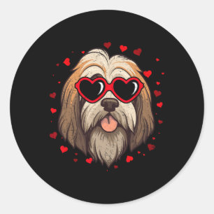Tibetan Terrier Valentine Heart Cute Dog Lovers Classic Round Sticker