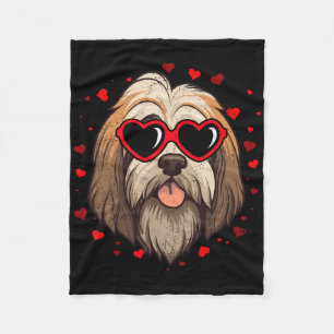 Tibetan Terrier Valentine Heart Cute Dog Lovers Fleece Blanket
