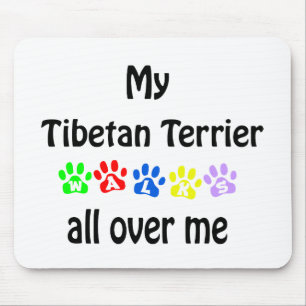 Tibetan Terrier Walks Design Mouse Pad
