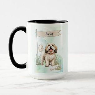 Tibetan Terrier Watercolor Personalized Dog Mug
