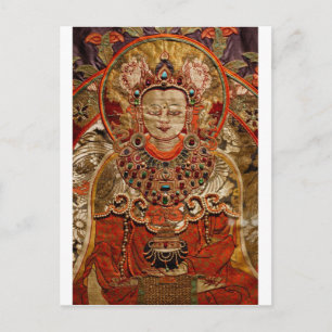 TIBETAN THANGKA ART WORK ON SILK POSTCARD