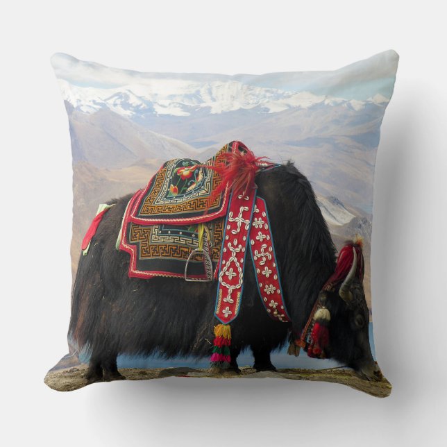 Tibetan Yak Throw Pillow (Front)