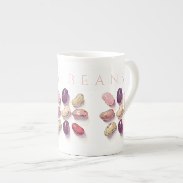 TIC TAC JELLY BEANS Bone China Mug + Texte (Devant droit)