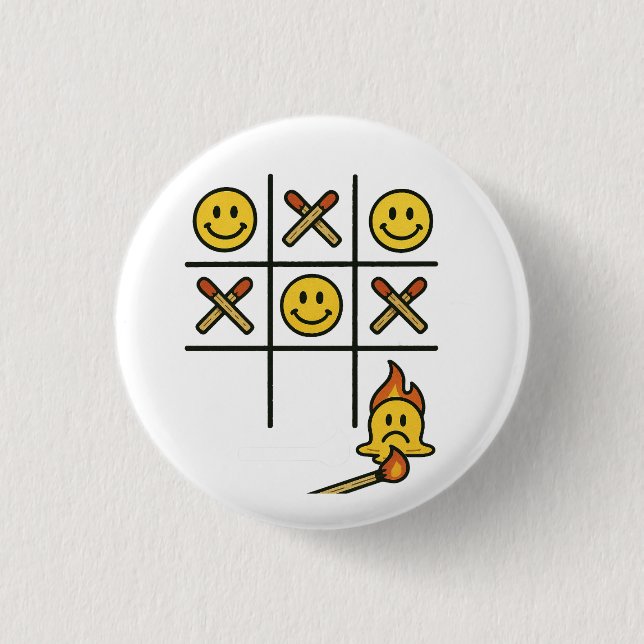 Tic Tac Toe  1 Inch Round Button (Front)